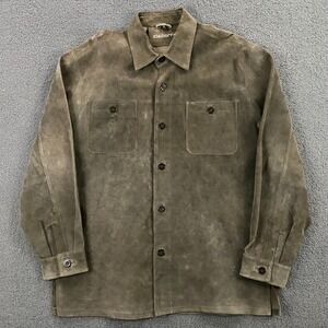 Claiborne Leather Shirt Jacket Mens Medium Suede Button Up Western Workwear